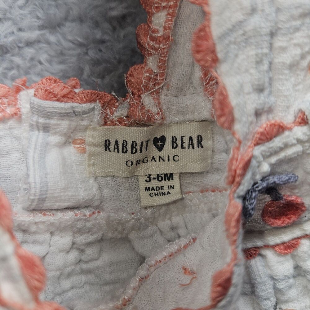 Rabbit Bear Organic Cotton Baby Girl Cherry Plaid Outfit Size 3-6 Months - Picture 5 of 7